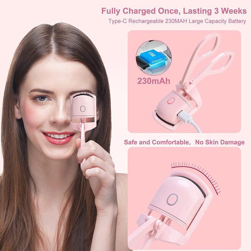 Eyelash Curler Portable Electric Heated Comb Eye Lash Long Lasting Eyelashes Curls Thermal Eyelash Curler Makeup Tools Heated Eyelash Curlers,Rechargeable Electric Eyelash Curler,Handheld Eyelash Heat - Bellarevive.Store