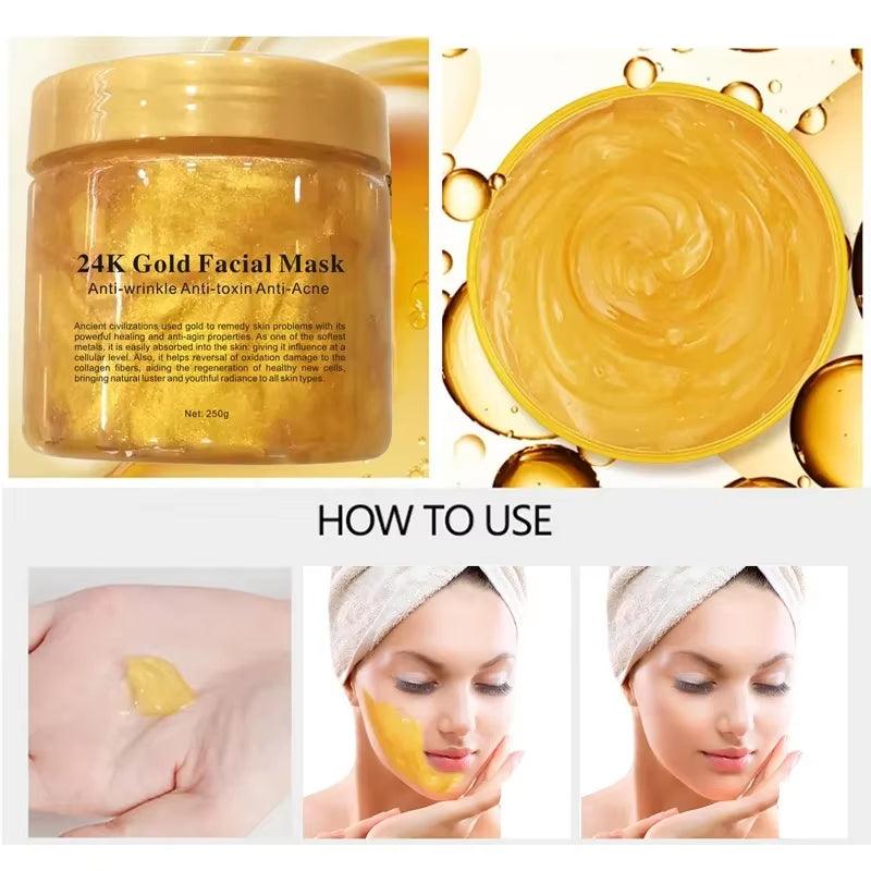 Golden Collagen Sleep Mask - 250g Repairing & Moisturizing Cream for Pore Minimization - Bellarevive.Store