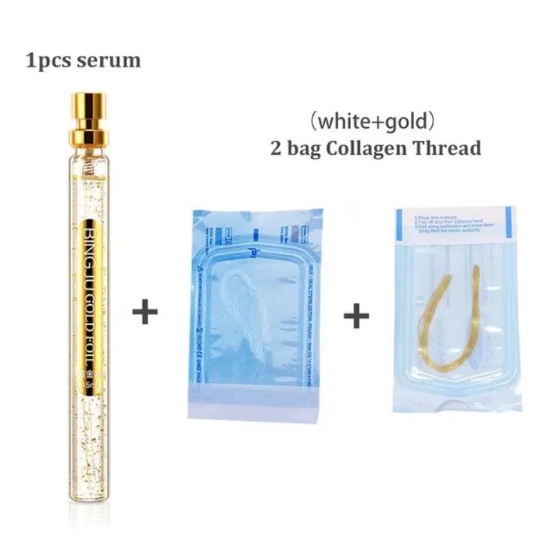 Anti Aging Hyaluronic Acid 24K Gold Active Collagen Facial Essence Protein Thread Serum Skin Care for Face Firming Moisturizing - Bellarevive.Store