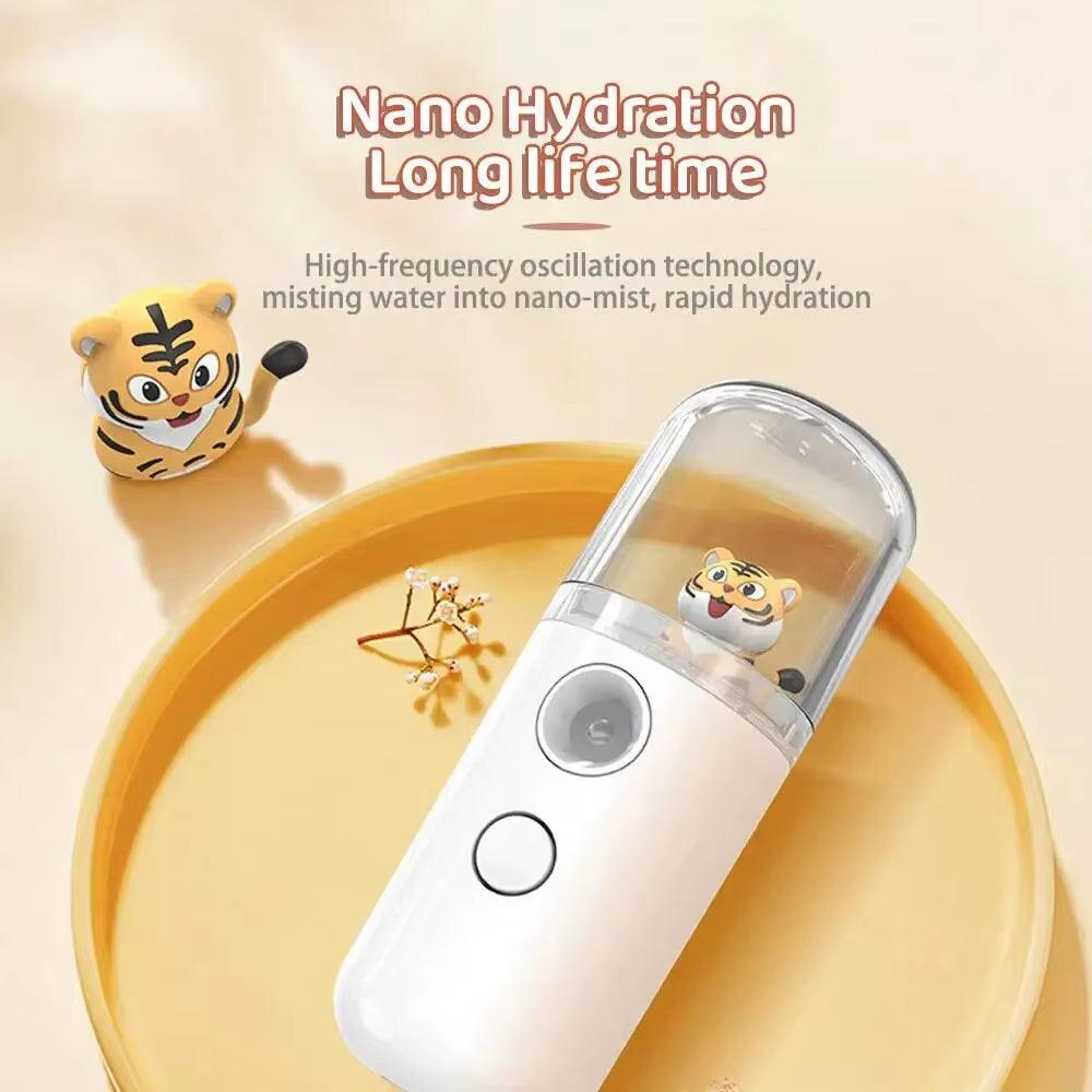 Face Mister Mini Handy Rechargeable Cute Rabbit Design Face Humidifier Facial Sprayer Moisturizing for Face, Daily Makeup, Skin - Bellarevive.Store