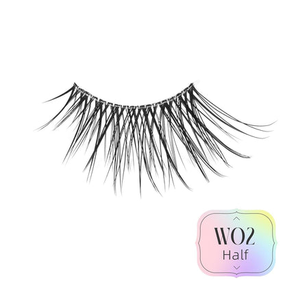 W02 Wispy Half Lashes - Natural Corner False Eyelashes with Clear Band - Bellarevive.Store