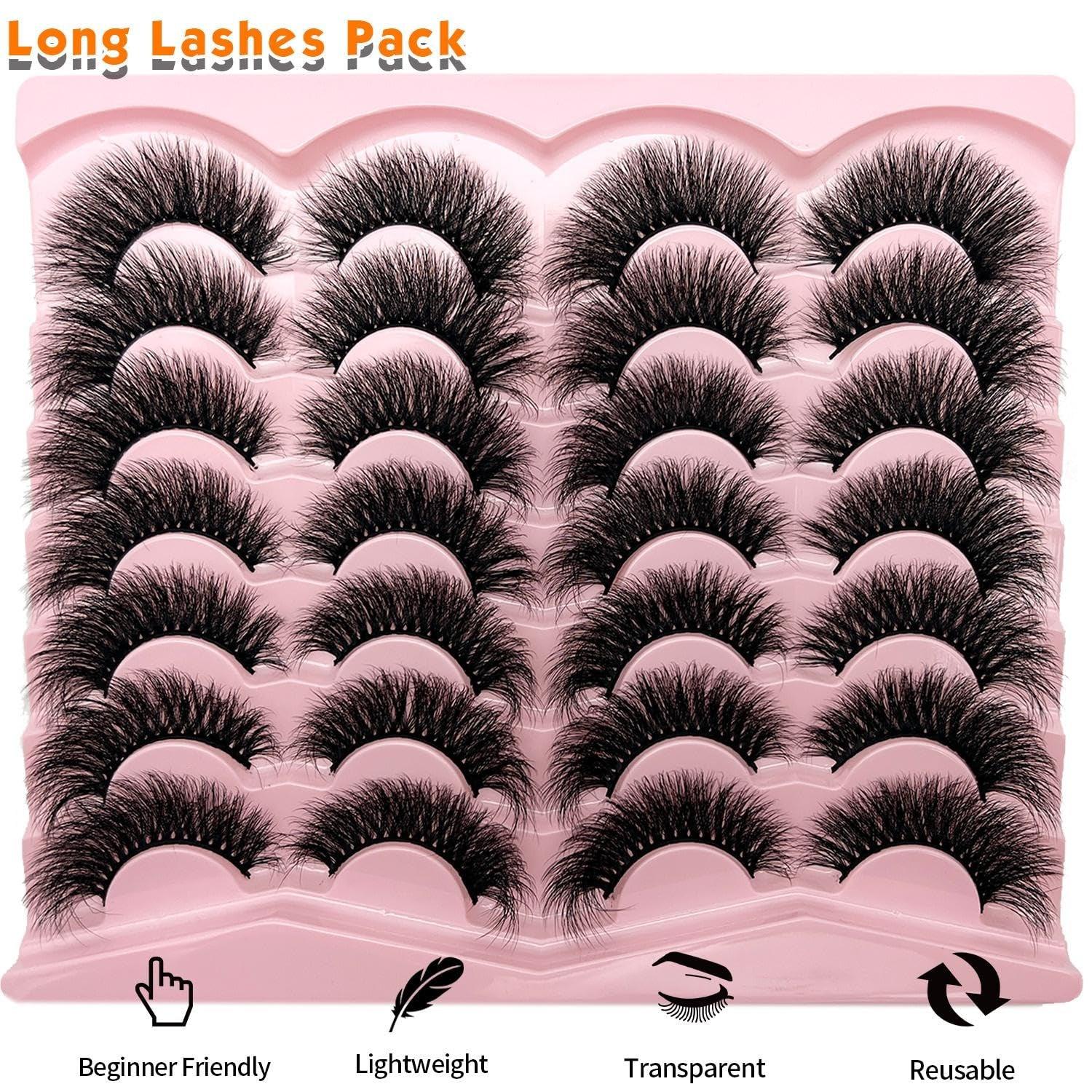 Fluffy Lashes Mink Wispy Cat Eye Faux Mink Eye Lashes Pack Soft Fake Strip Lashes 18Mm Long Volume False Eyelashes Natural Look - Bellarevive.Store