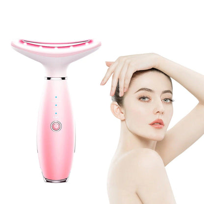 Skin Rejuvenation Beauty Device for Face and Neck Based Neck Lift on Triple Action LED, Thermal, and Vibration Technologies Lifts and Tightens Sagging Skin for a Radiant Appearance (Pink) - Bellarevive.Store