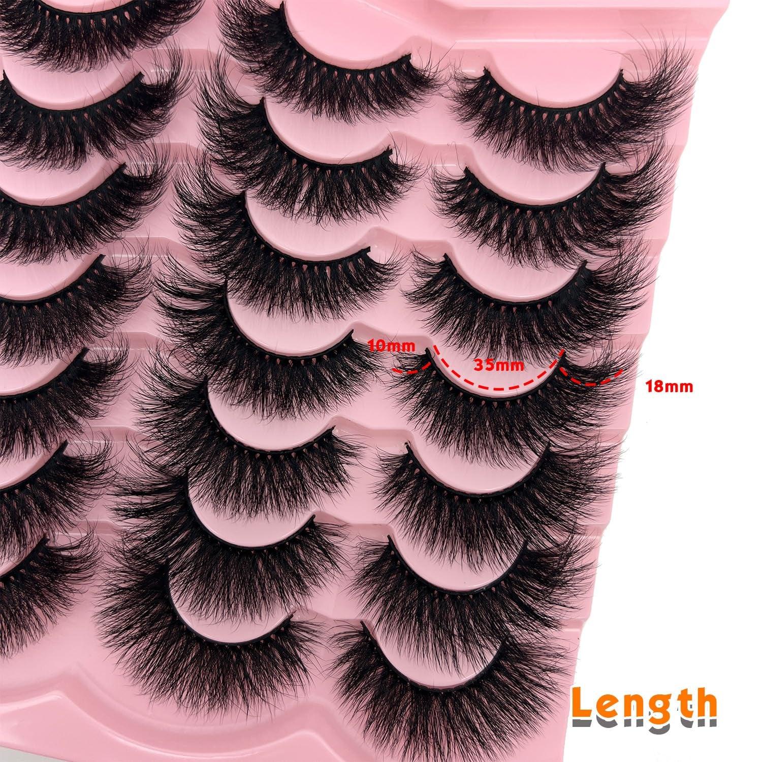 Fluffy Lashes Mink Wispy Cat Eye Faux Mink Eye Lashes Pack Soft Fake Strip Lashes 18Mm Long Volume False Eyelashes Natural Look - Bellarevive.Store