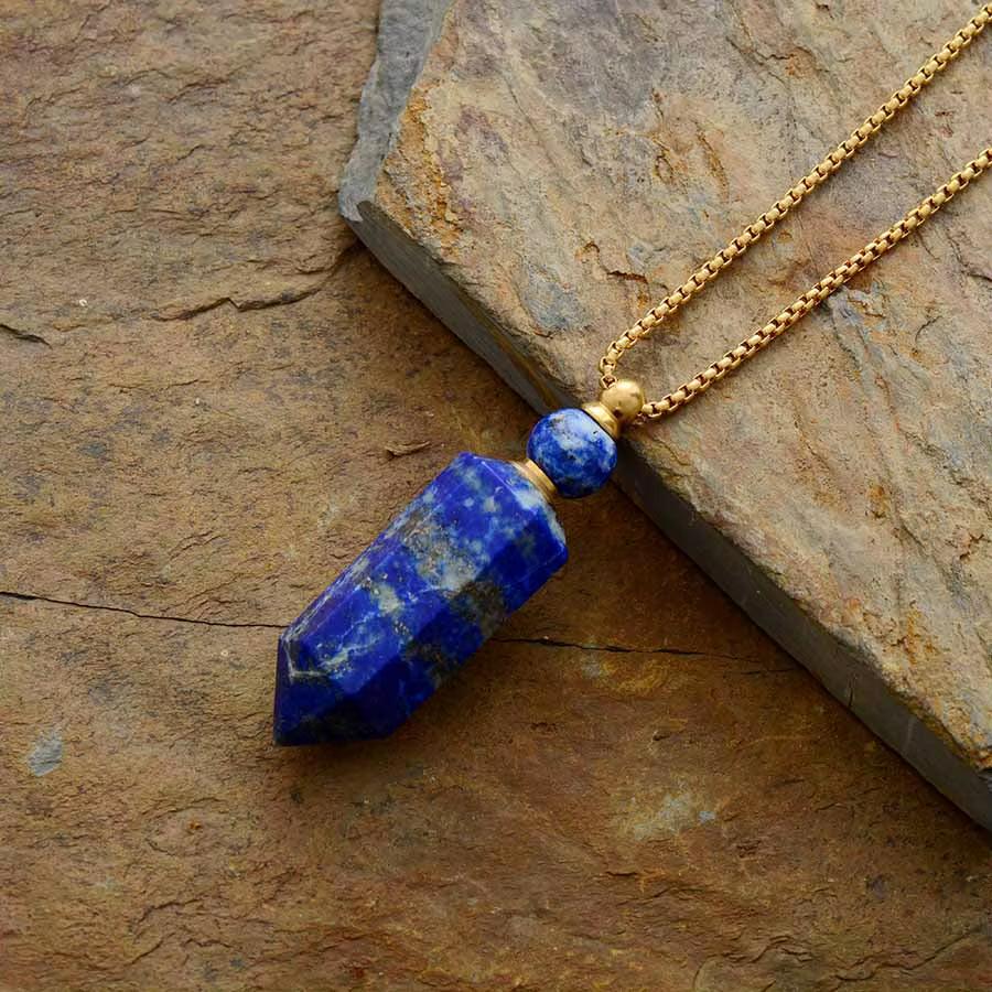 Natural Gems Stone Essential Oil Diffuser Perfume Bottle Pendant Necklace Stainless Steel Jewelry Dropshipping - Bellarevive.Store