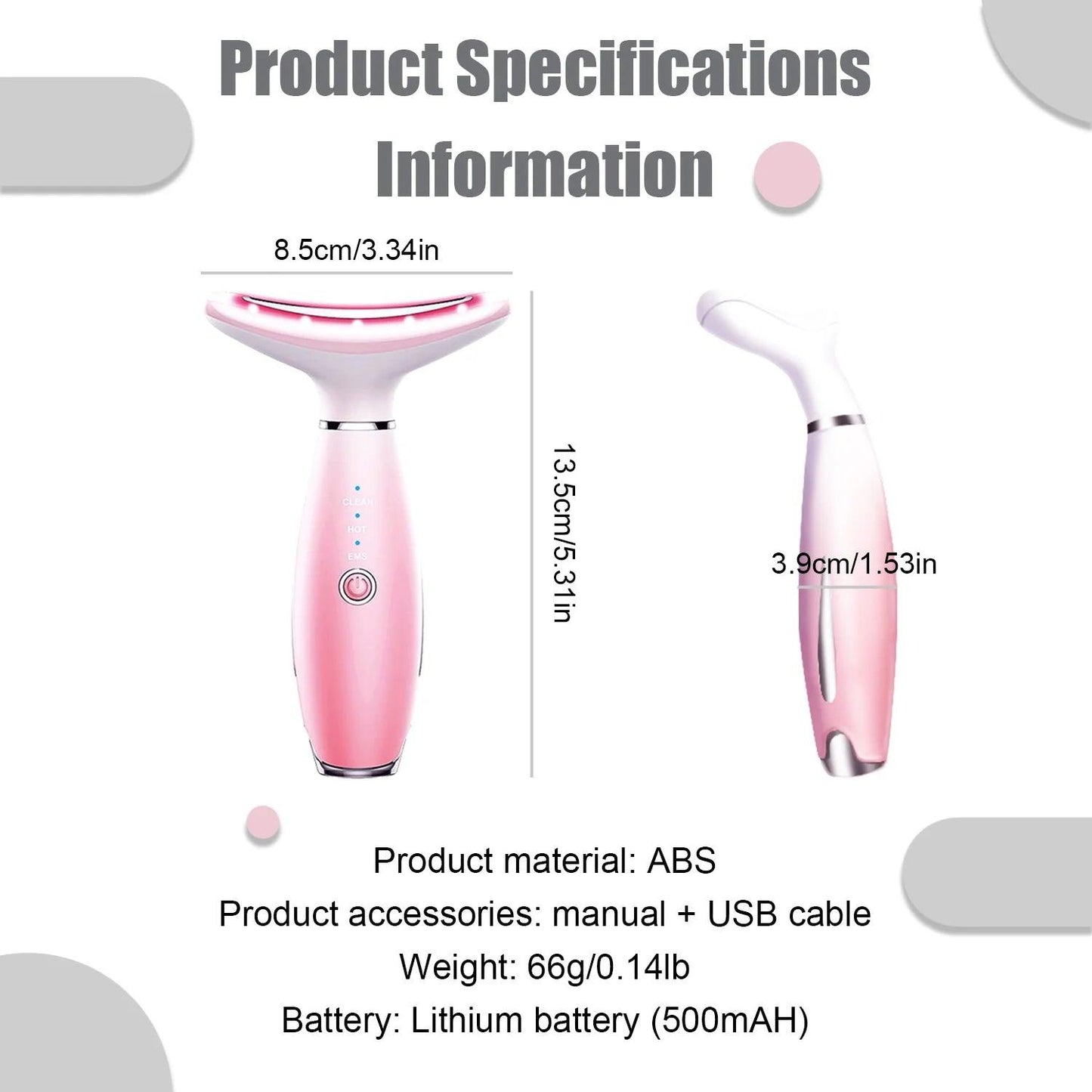 Skin Rejuvenation Beauty Device for Face and Neck Based Neck Lift on Triple Action LED, Thermal, and Vibration Technologies Lifts and Tightens Sagging Skin for a Radiant Appearance (Pink) - Bellarevive.Store