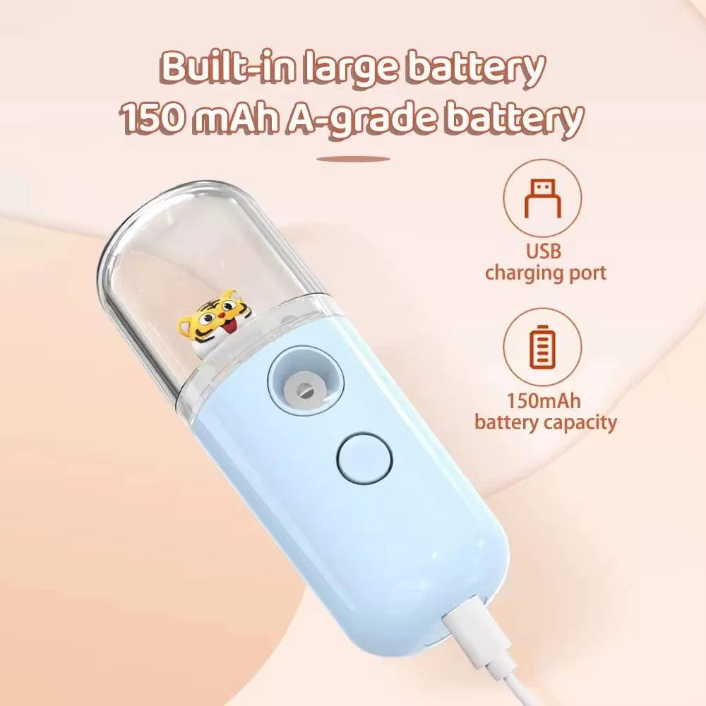 Face Mister Mini Handy Rechargeable Cute Rabbit Design Face Humidifier Facial Sprayer Moisturizing for Face, Daily Makeup, Skin - Bellarevive.Store