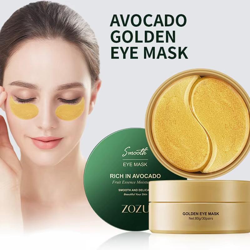 Avocado & Golden Collagen Eye Mask - 60pcs Anti-Wrinkle & Moisturizing Patches for Dark Circles and Eye Bags - Bellarevive.Store