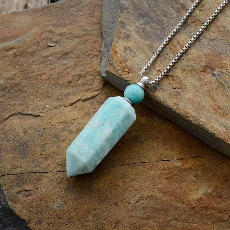 Natural Gems Stone Essential Oil Diffuser Perfume Bottle Pendant Necklace Stainless Steel Jewelry Dropshipping - Bellarevive.Store