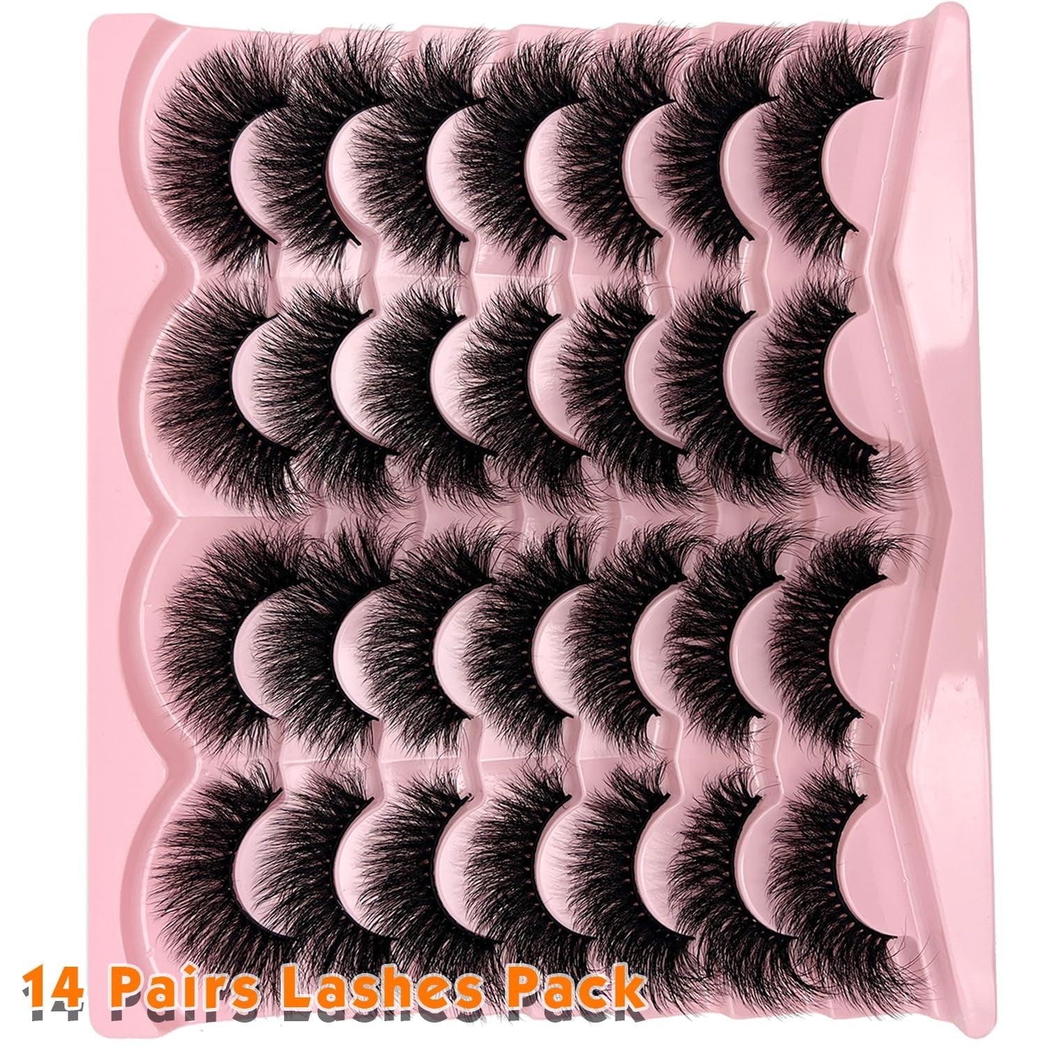 Fluffy Lashes Mink Wispy Cat Eye Faux Mink Eye Lashes Pack Soft Fake Strip Lashes 18Mm Long Volume False Eyelashes Natural Look - Bellarevive.Store