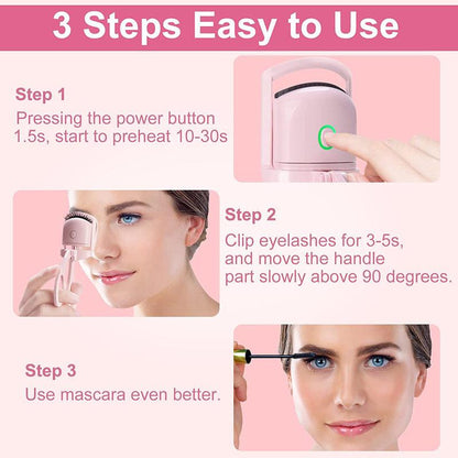 Eyelash Curler Portable Electric Heated Comb Eye Lash Long Lasting Eyelashes Curls Thermal Eyelash Curler Makeup Tools Heated Eyelash Curlers,Rechargeable Electric Eyelash Curler,Handheld Eyelash Heat - Bellarevive.Store