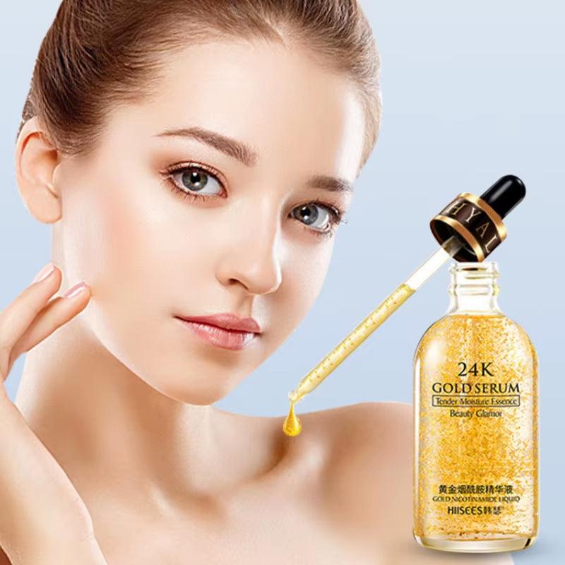 24K Gold Facial Serum - Pore Minimizing & Moisturizing Essence with Nicotinamide - Bellarevive.Store