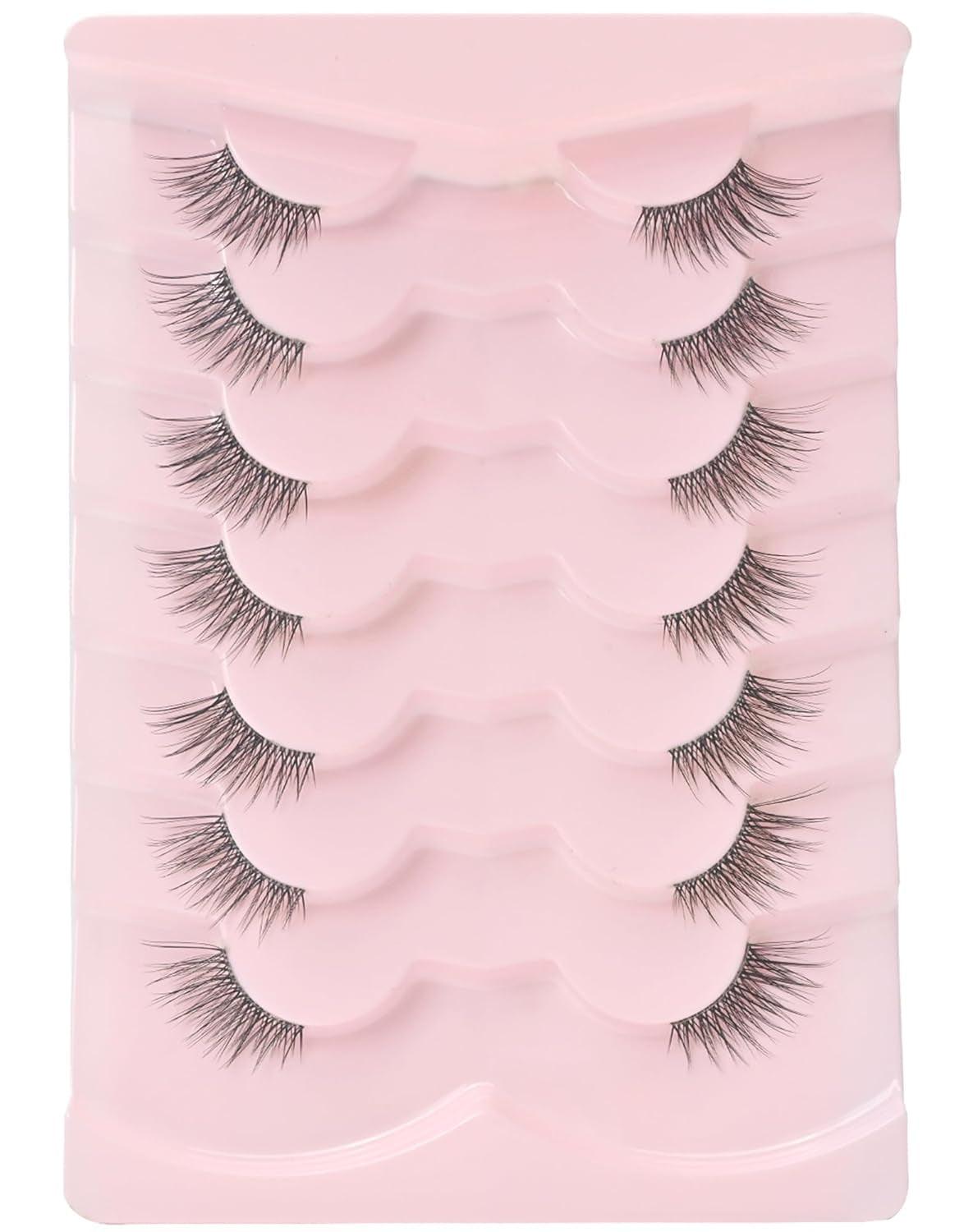 W02 Wispy Half Lashes - Natural Corner False Eyelashes with Clear Band - Bellarevive.Store