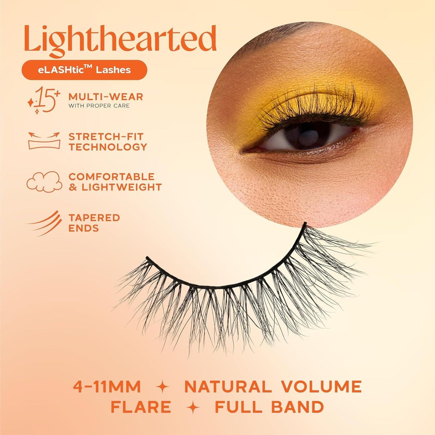 Elashtic™ Lashes | Full Band | Strip Lashes | Natural Wispy Lashes | Fake Eyelashes | Elastic Lash Band | Flared & Natural Volume (Lighthearted) Full Band Lash - Bellarevive.Store