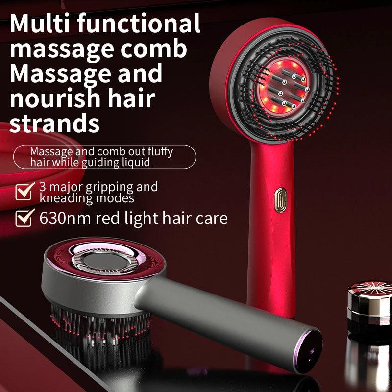 Electric Scalp Massager with Red Light Therapy - 3 Modes Hair Growth Comb with Vibration & Oil Applicator - Bellarevive.Store