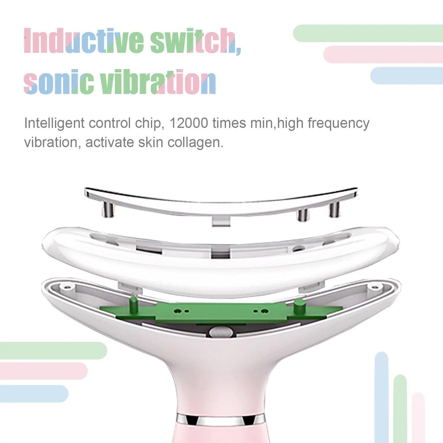 Skin Rejuvenation Beauty Device for Face and Neck Based Neck Lift on Triple Action LED, Thermal, and Vibration Technologies Lifts and Tightens Sagging Skin for a Radiant Appearance (Pink) - Bellarevive.Store