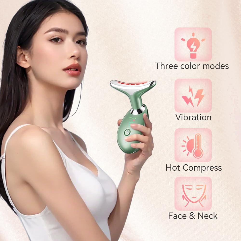 Green Multifunctional Face and Neck Massager - Portable Facial Device for Enhanced Skincare - Bellarevive.Store