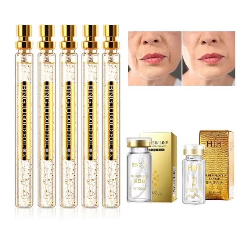 Anti Aging Hyaluronic Acid 24K Gold Active Collagen Facial Essence Protein Thread Serum Skin Care for Face Firming Moisturizing - Bellarevive.Store