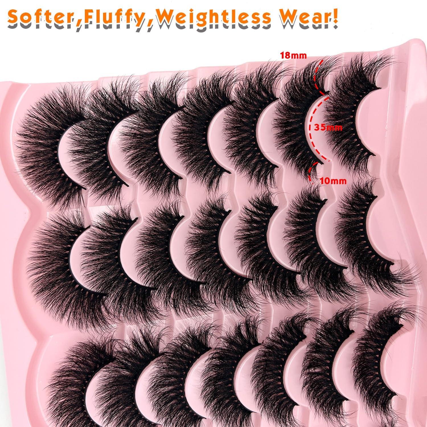 Fluffy Lashes Mink Wispy Cat Eye Faux Mink Eye Lashes Pack Soft Fake Strip Lashes 18Mm Long Volume False Eyelashes Natural Look - Bellarevive.Store