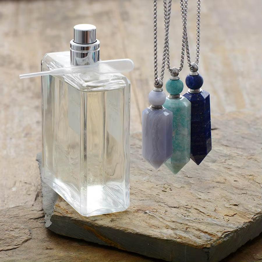 Natural Gems Stone Essential Oil Diffuser Perfume Bottle Pendant Necklace Stainless Steel Jewelry Dropshipping - Bellarevive.Store