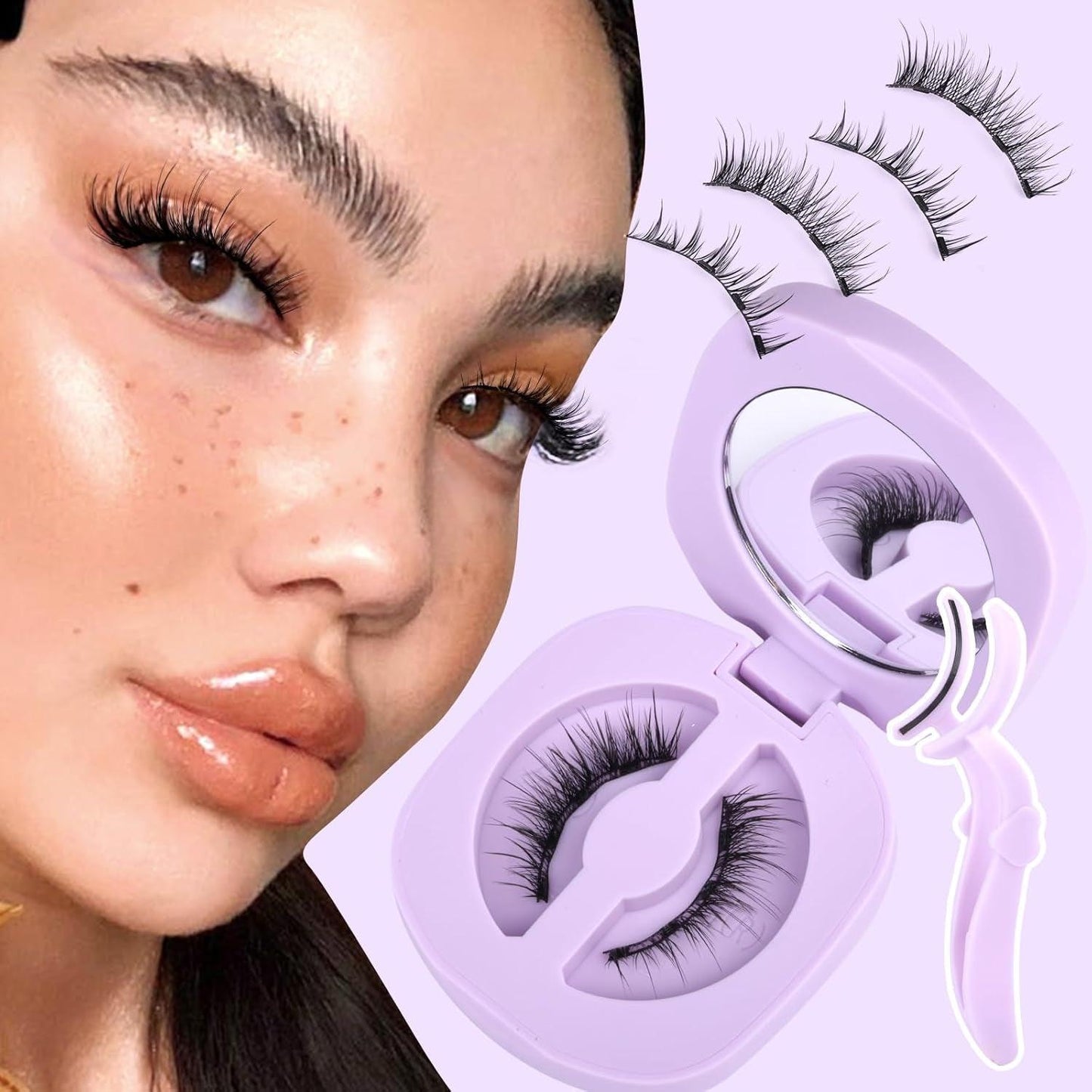 Magnetic Eyelashes Natural Magnetic Lashes Kit with Applicator Cat Eye No Glue Lashes Double Sided Magnetic Lashes Wispy Fairy Magnetic Eyelashes Kit by - Bellarevive.Store