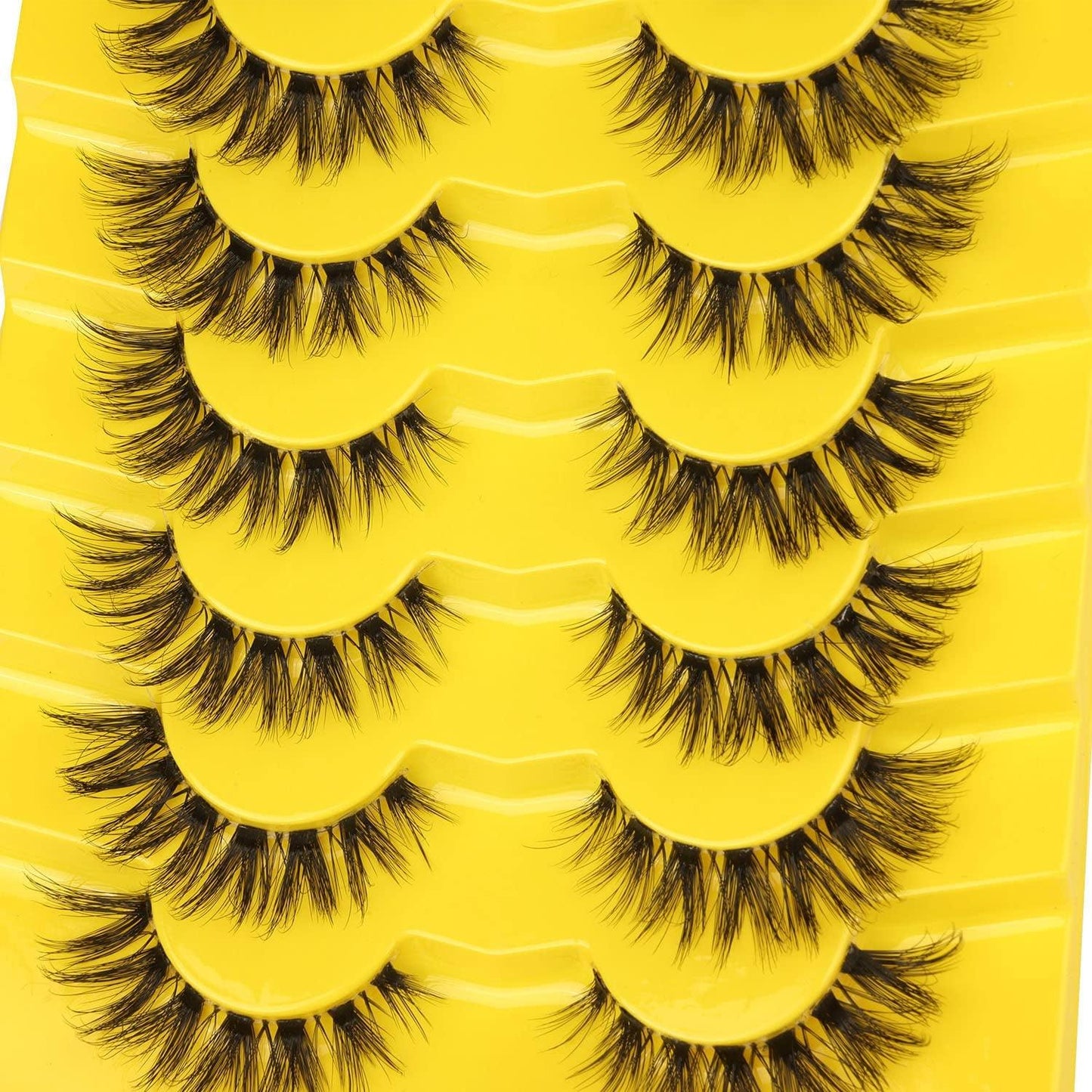 Lashes Natural Look False Eyelashes Clear Band Wispy Faux Mink Eyelashes Fluffy Short Natural False Lashes Cat Eye Strip Lashes That Look like Extenison D Curl Lashes Pack 7 Pairs - Bellarevive.Store