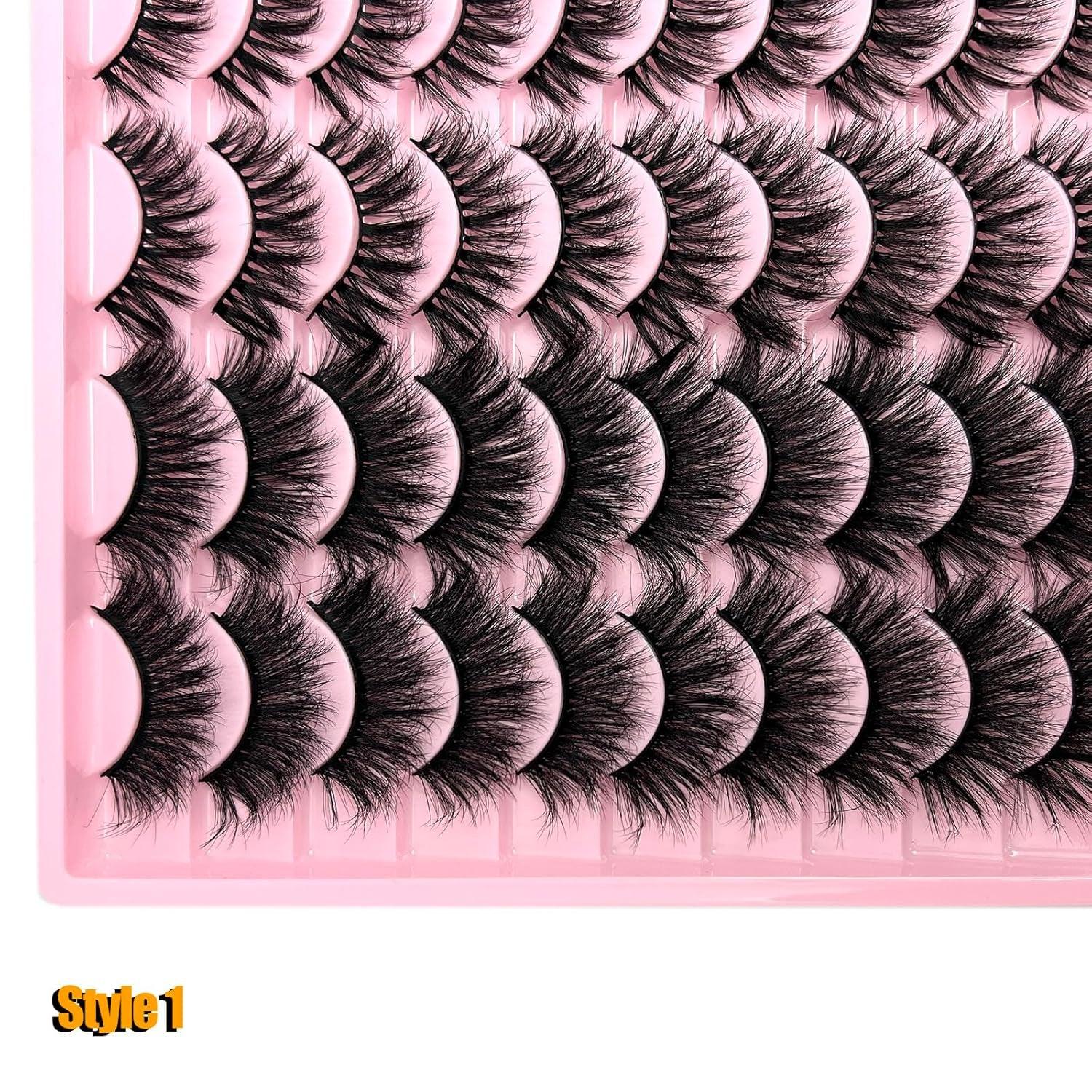 Eyelashes Bulk Wispy Strip Lashes Natural Look 3D Cat Eye Lashes Pack 18Mm Long Volume C Curl Faux Mink Lashes Multipack (3 Styles) - Bellarevive.Store