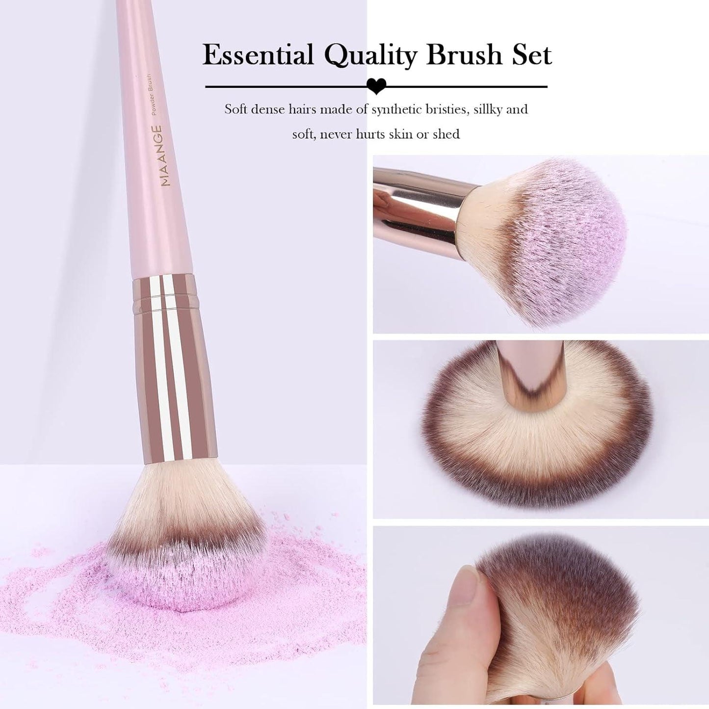 Makeup Brushes, 18 Pcs Professional Premium Synthetic Makeup Brush Set with Case, Foundation Kabuki Eye Travel Make up Brushes Sets (Pink Gold) - Bellarevive.Store