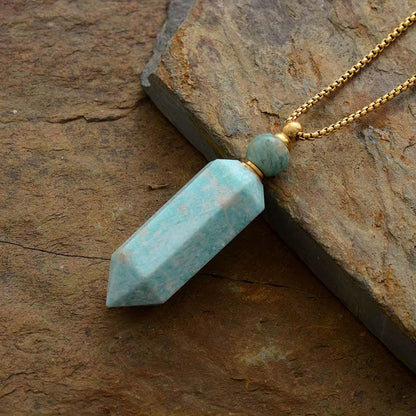 Natural Gems Stone Essential Oil Diffuser Perfume Bottle Pendant Necklace Stainless Steel Jewelry Dropshipping - Bellarevive.Store