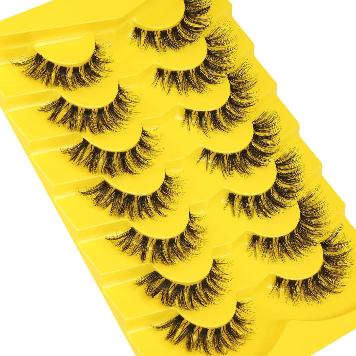 Lashes Natural Look False Eyelashes Clear Band Wispy Faux Mink Eyelashes Fluffy Short Natural False Lashes Cat Eye Strip Lashes That Look like Extenison D Curl Lashes Pack 7 Pairs - Bellarevive.Store