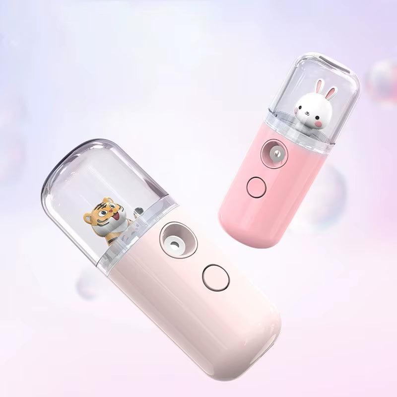 Face Mister Mini Handy Rechargeable Cute Rabbit Design Face Humidifier Facial Sprayer Moisturizing for Face, Daily Makeup, Skin - Bellarevive.Store