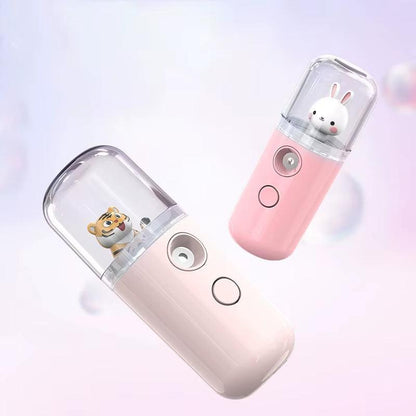 Face Mister Mini Handy Rechargeable Cute Rabbit Design Face Humidifier Facial Sprayer Moisturizing for Face, Daily Makeup, Skin - Bellarevive.Store