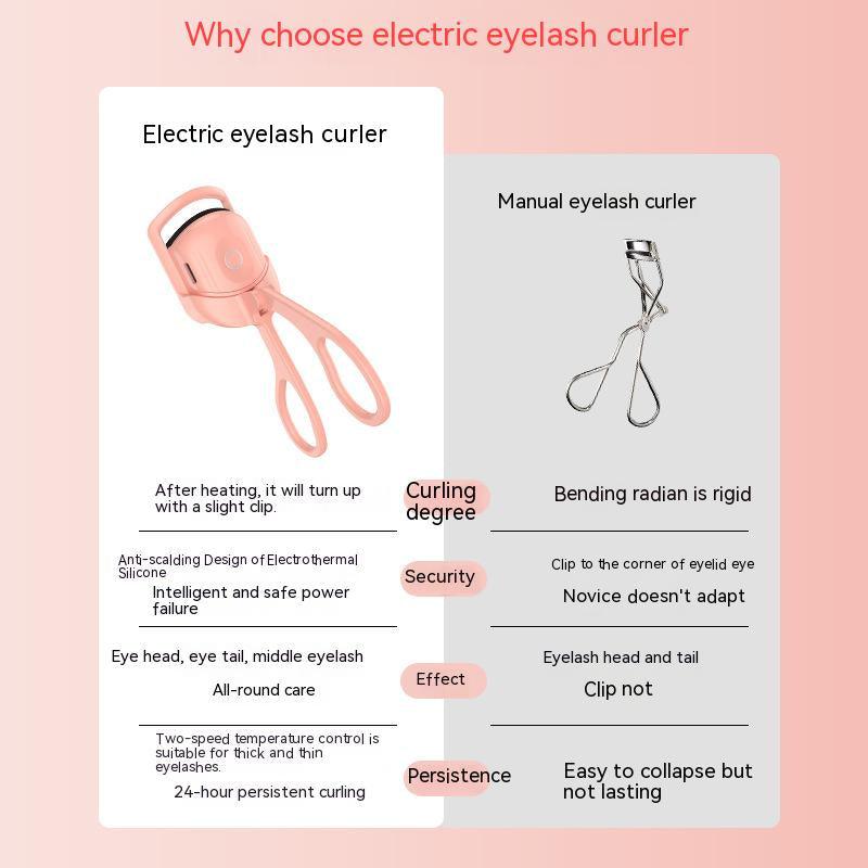 Eyelash Curler Portable Electric Heated Comb Eye Lash Long Lasting Eyelashes Curls Thermal Eyelash Curler Makeup Tools Heated Eyelash Curlers,Rechargeable Electric Eyelash Curler,Handheld Eyelash Heat - Bellarevive.Store