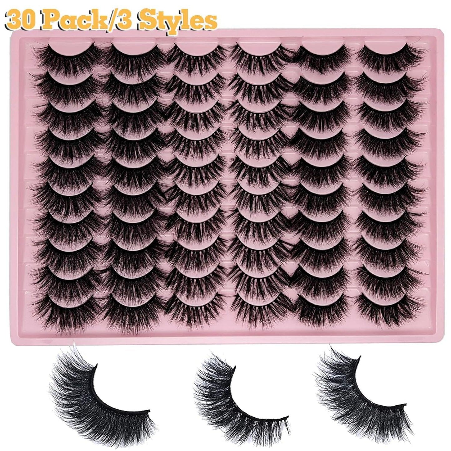 Eyelashes Bulk Wispy Strip Lashes Natural Look 3D Cat Eye Lashes Pack 18Mm Long Volume C Curl Faux Mink Lashes Multipack (3 Styles) - Bellarevive.Store