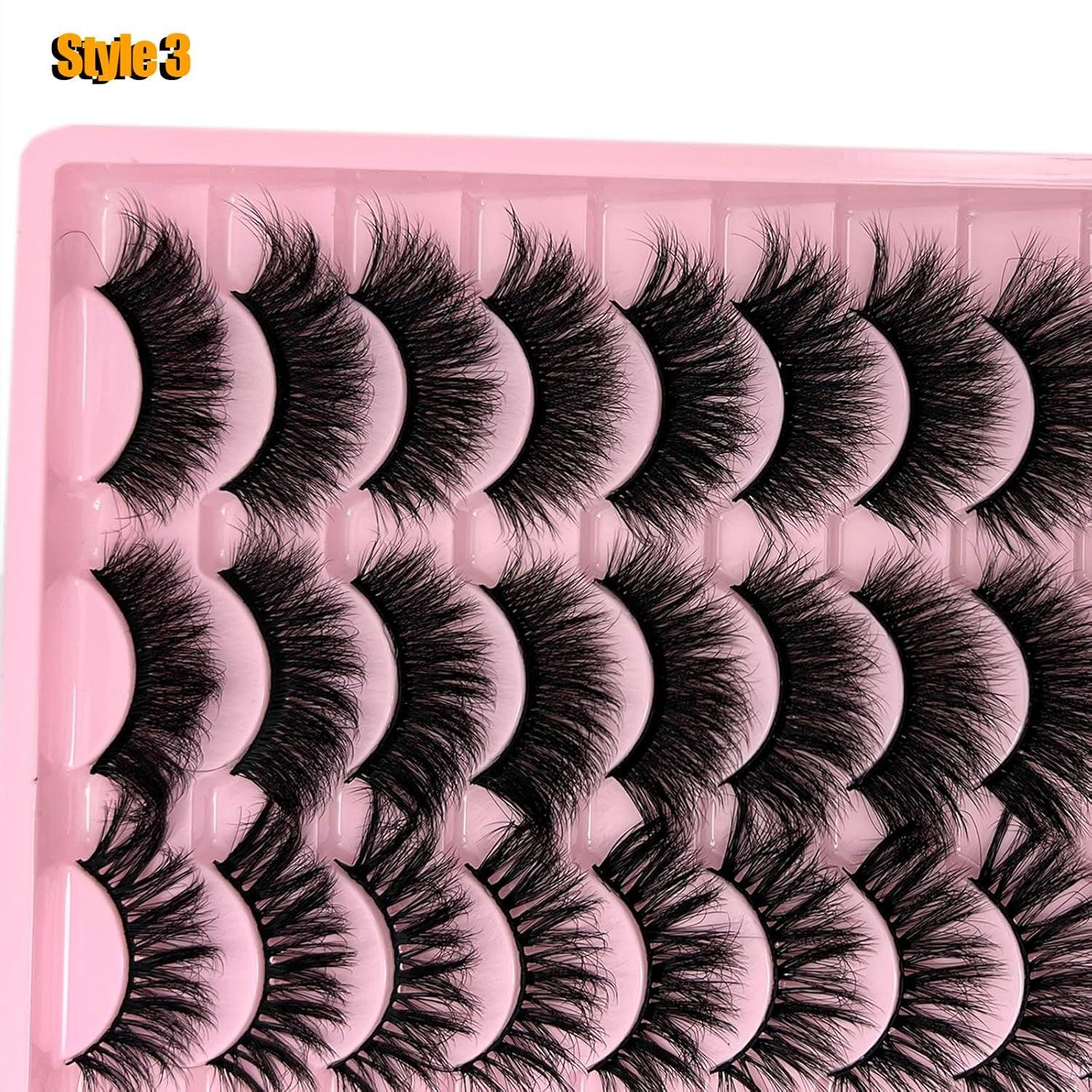 Eyelashes Bulk Wispy Strip Lashes Natural Look 3D Cat Eye Lashes Pack 18Mm Long Volume C Curl Faux Mink Lashes Multipack (3 Styles) - Bellarevive.Store