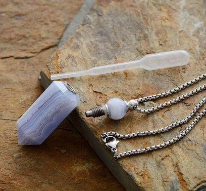 Natural Gems Stone Essential Oil Diffuser Perfume Bottle Pendant Necklace Stainless Steel Jewelry Dropshipping - Bellarevive.Store